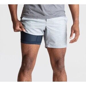 Birddogs Men’s Gym Shorts 7” Lined Gray Heather Navy Blue Size XXL Performance